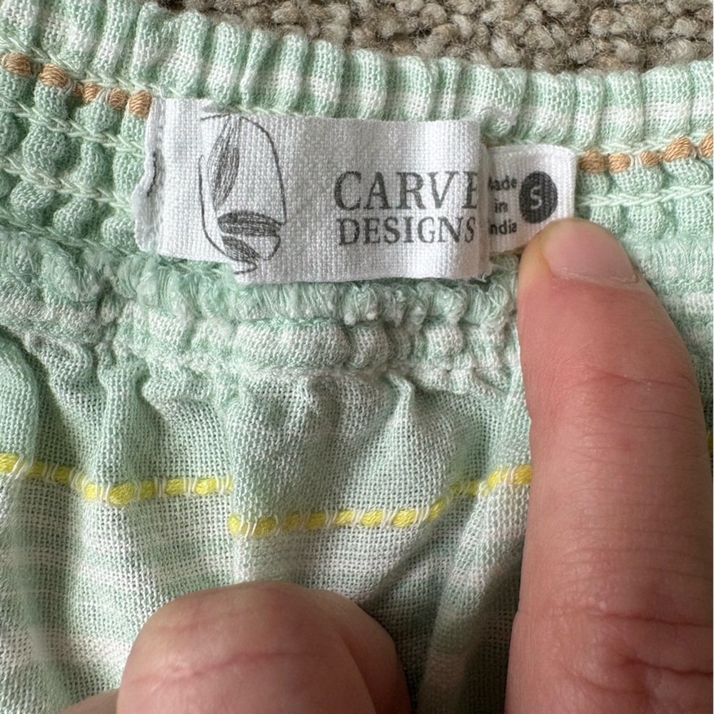 Carve Designs Pastel Mint Striped Cotton Tank and Shorts Set - Size Small - Picture 7 of 8